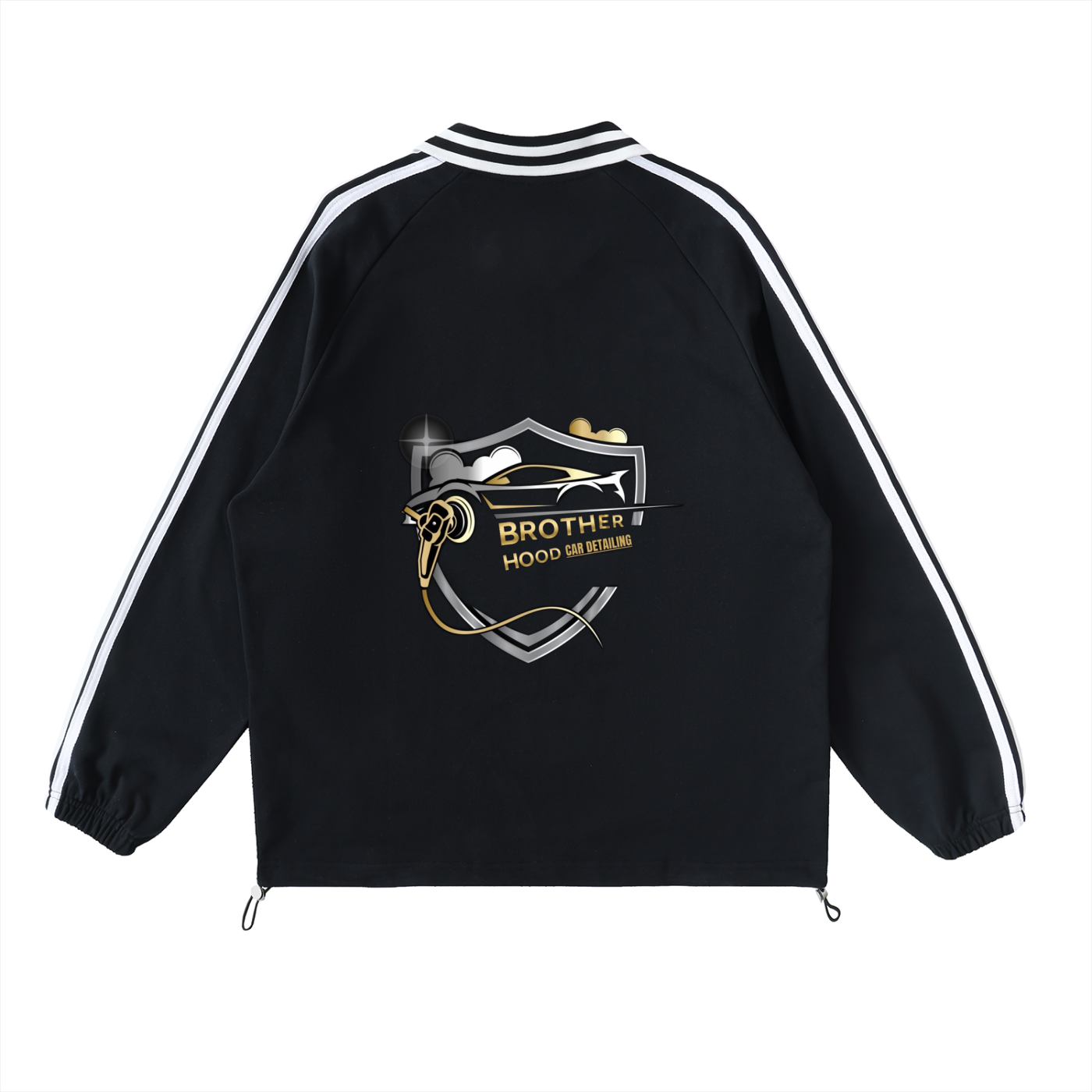 Contrast Striped Lapel Collar Sweatshirt